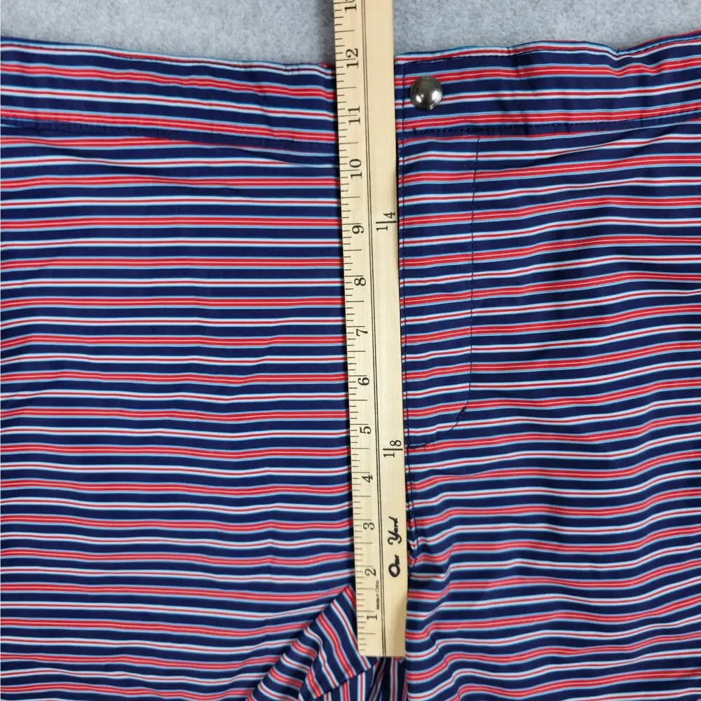 Lands' End Mens Large (36-38) Swim Shorts/Trunks Red White Navy Stripe
